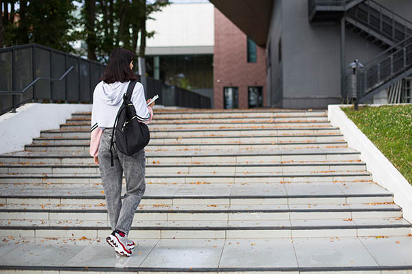 Student walking back to school